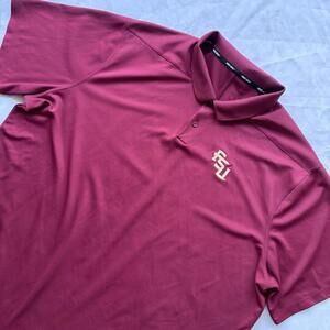 Nike Dri Fit Florida State FSU Seminoles Garnet Short Polo Shirt Mens XXL 2XL